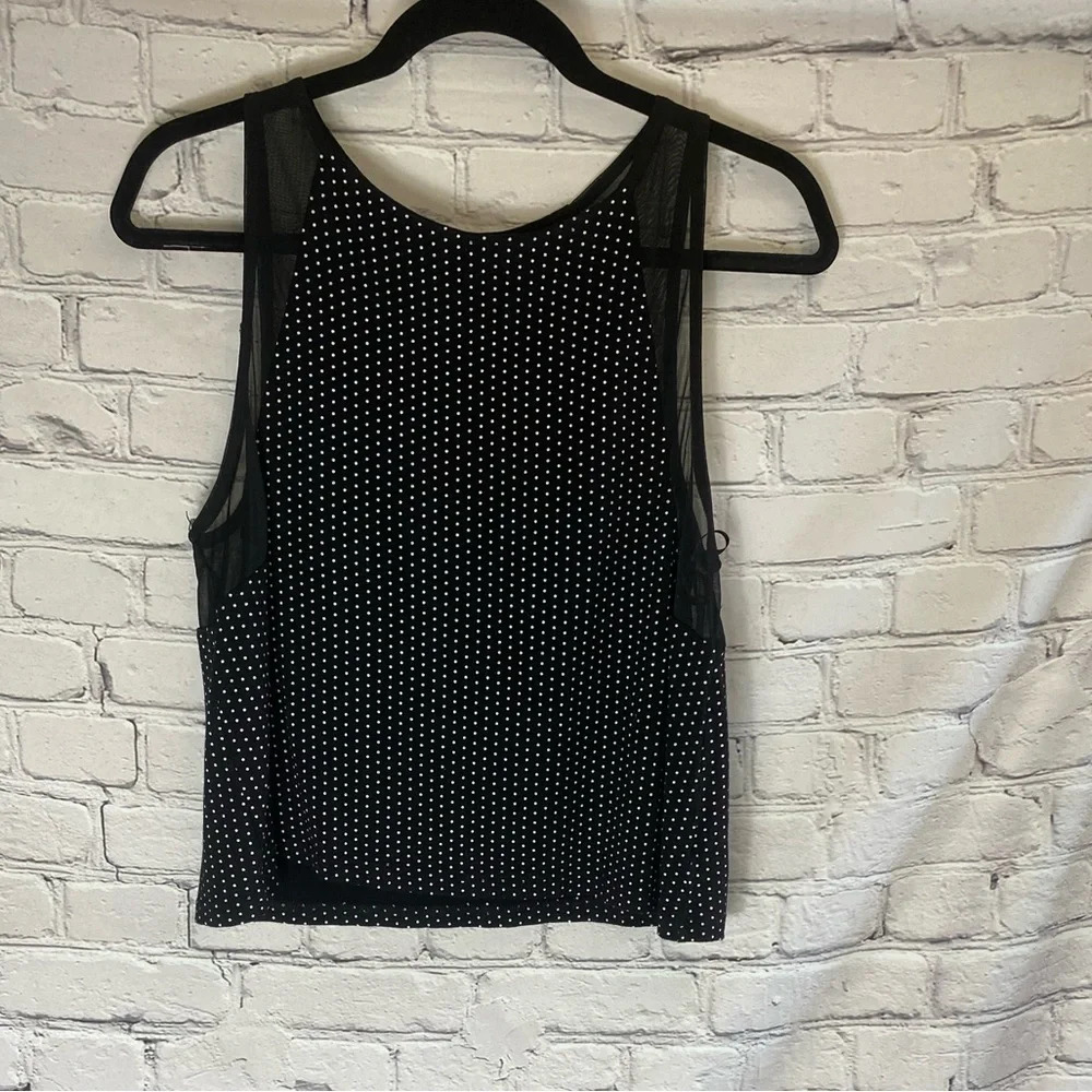 5/$20 Women’s Forever 21 Retro Polka Dot Mesh Crop Tank Black White Small